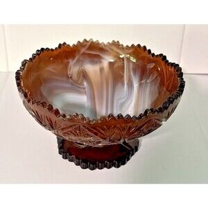 Vintage Imperial Glass Large Footed Compote Dish Bowl Caramel Brown Slag 8 1/2"